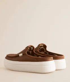 Shoes | HEYDUDE™ Austin Lift Deboss Skulls Mule Shoe Tan
