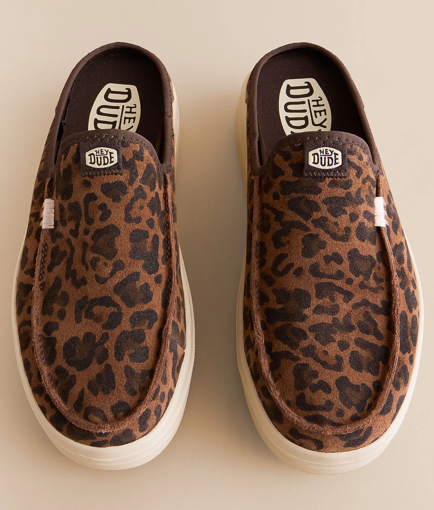 HEYDUDE™ Austin Lift Leopard Leather Mule Shoe Brown Leopard