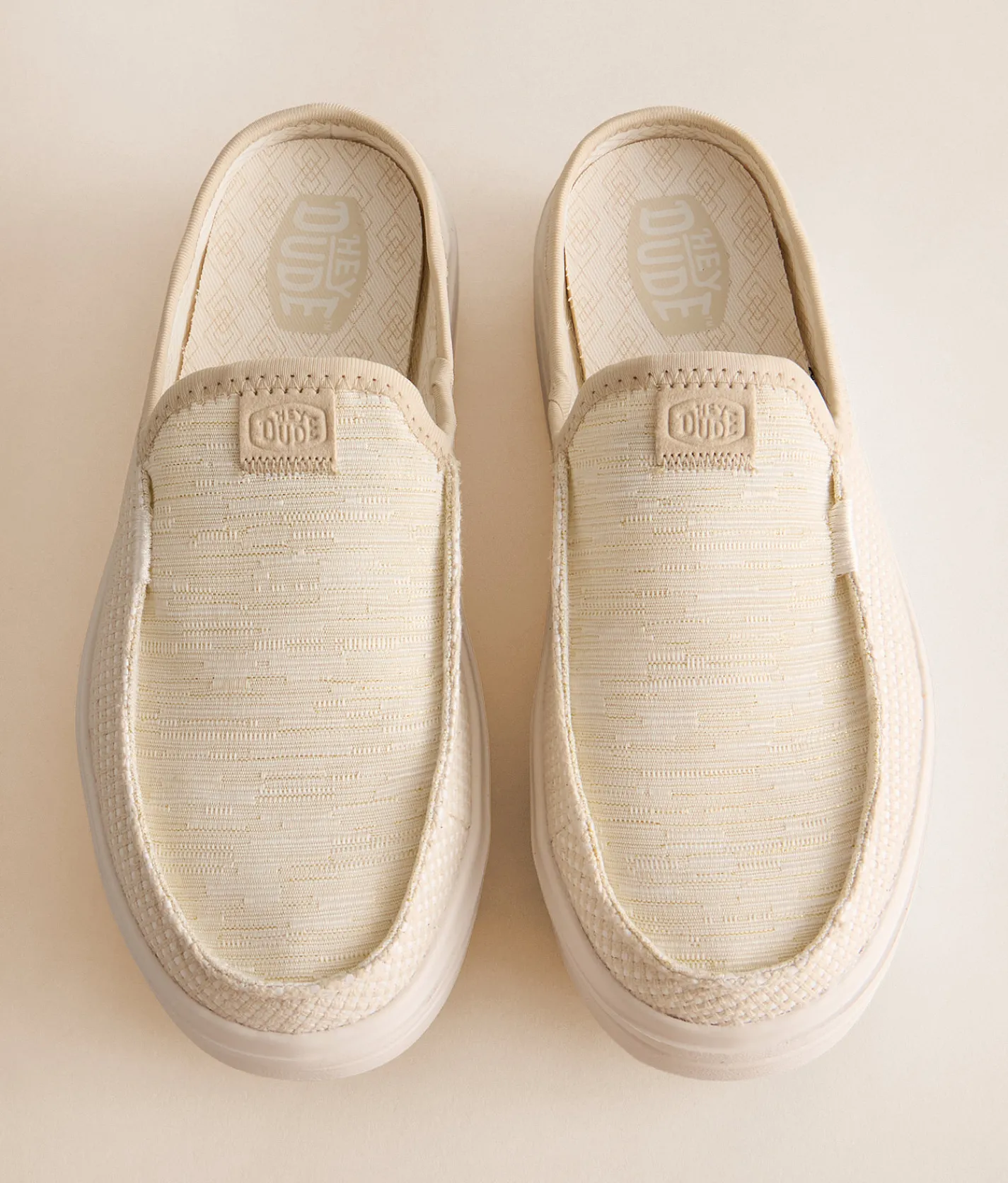Shoes | HEYDUDE™ Austin Lift Mixed Material Mule Shoe White Natural