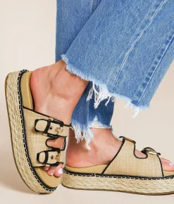 Shoes | Very G Ava Raffia Platform Sandal Cream Black