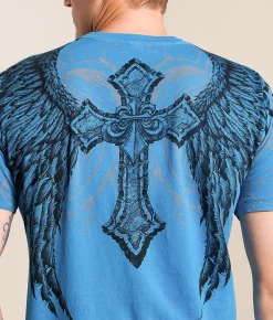 Affliction Avila T-Shirt Pacific Blue Lava Wash Hot