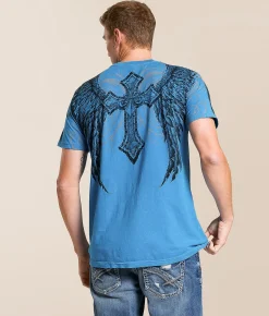 Affliction Avila T-Shirt Pacific Blue Lava Wash Hot