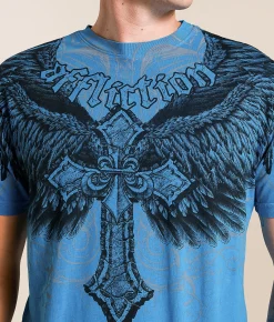 Affliction Avila T-Shirt Pacific Blue Lava Wash Hot