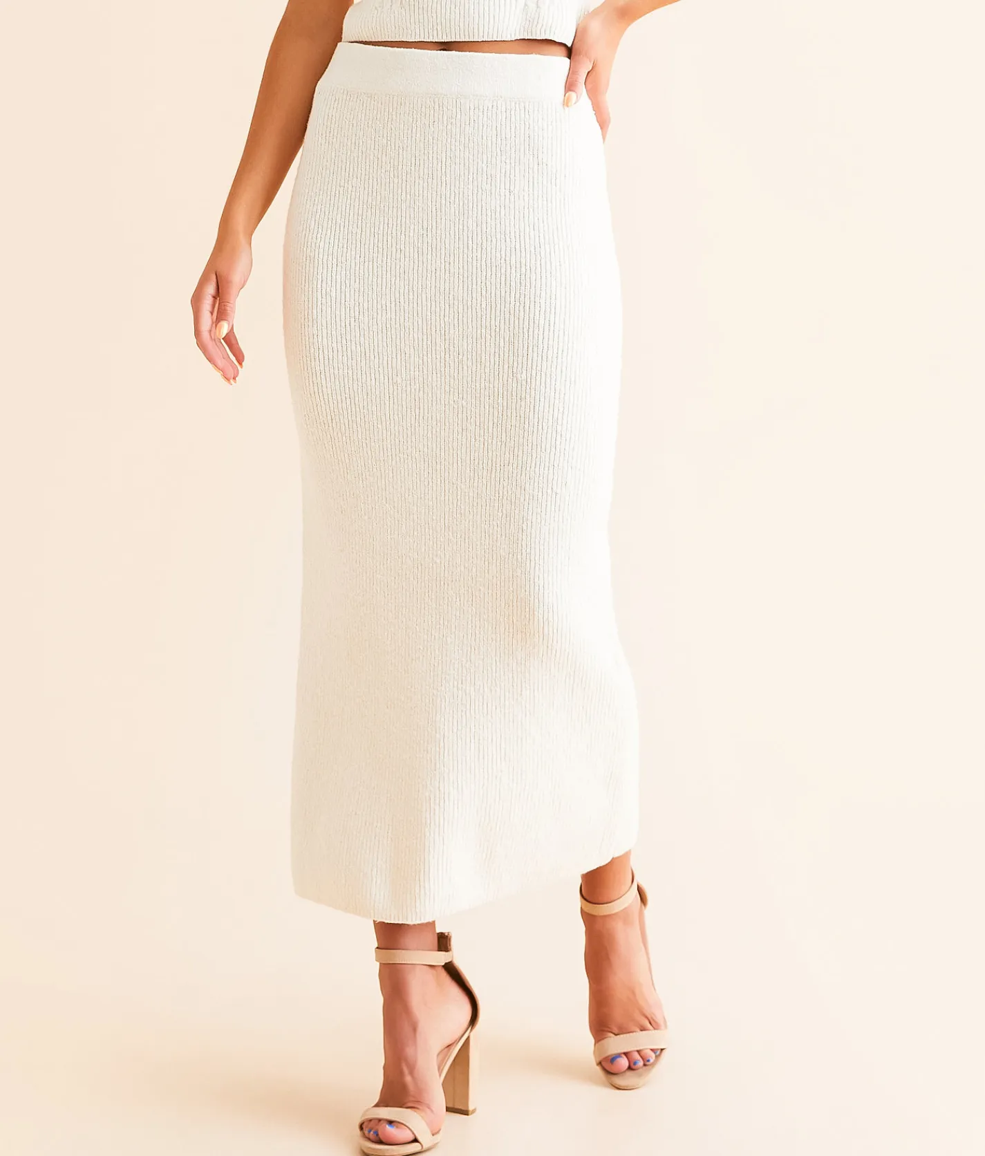Z Supply Avni Maxi Sweater Skirt Oat Milk Clearance