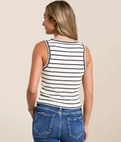 Z Supply Avril Striped Tank Top Captain Navy Online