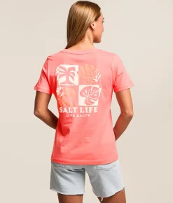 Salt Life Away We Go T-Shirt Ocean Coral Outlet