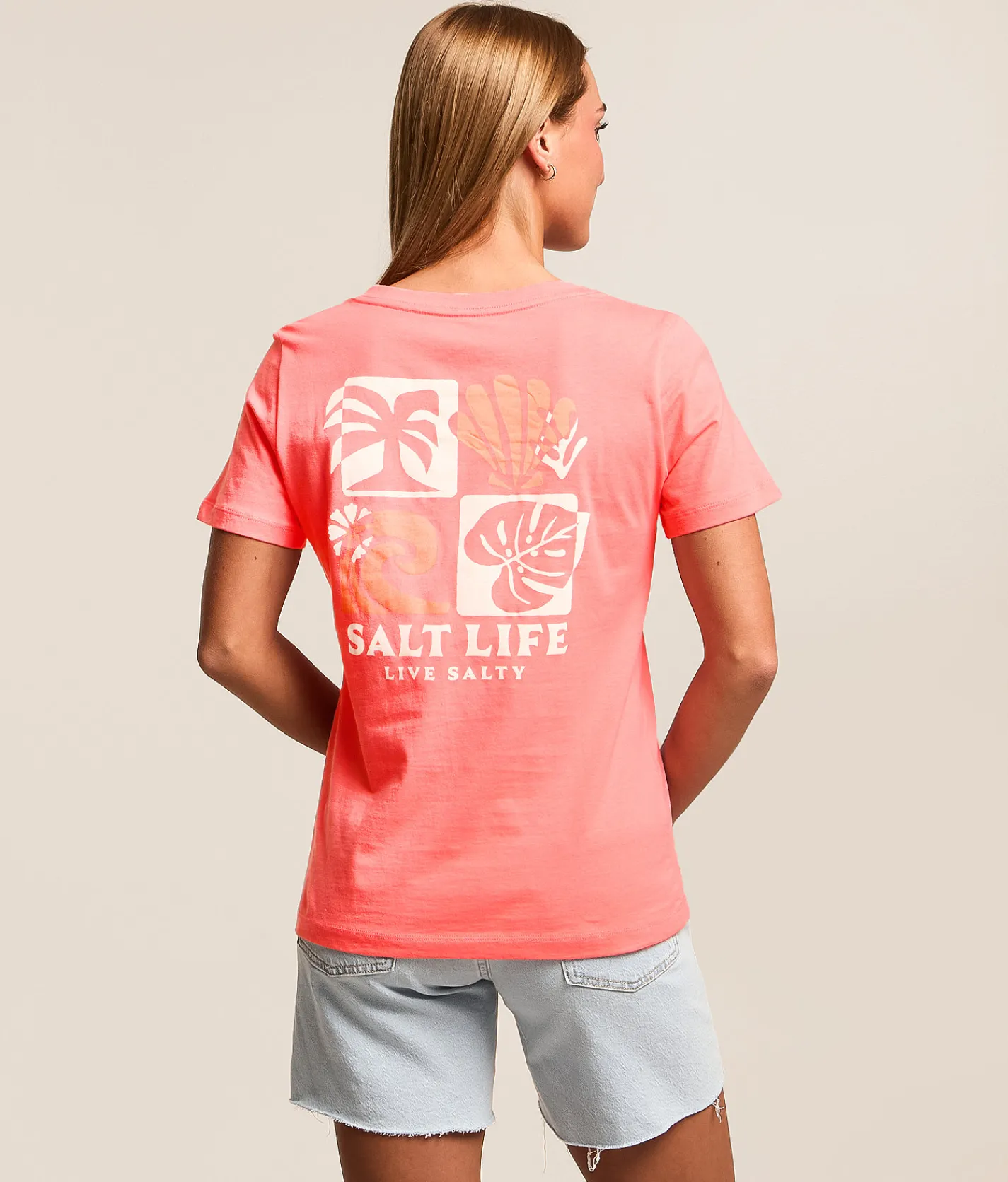 Salt Life Away We Go T-Shirt Ocean Coral Outlet