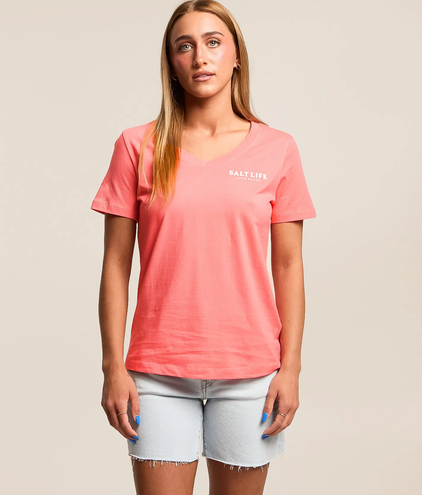 Salt Life Away We Go T-Shirt Ocean Coral Outlet