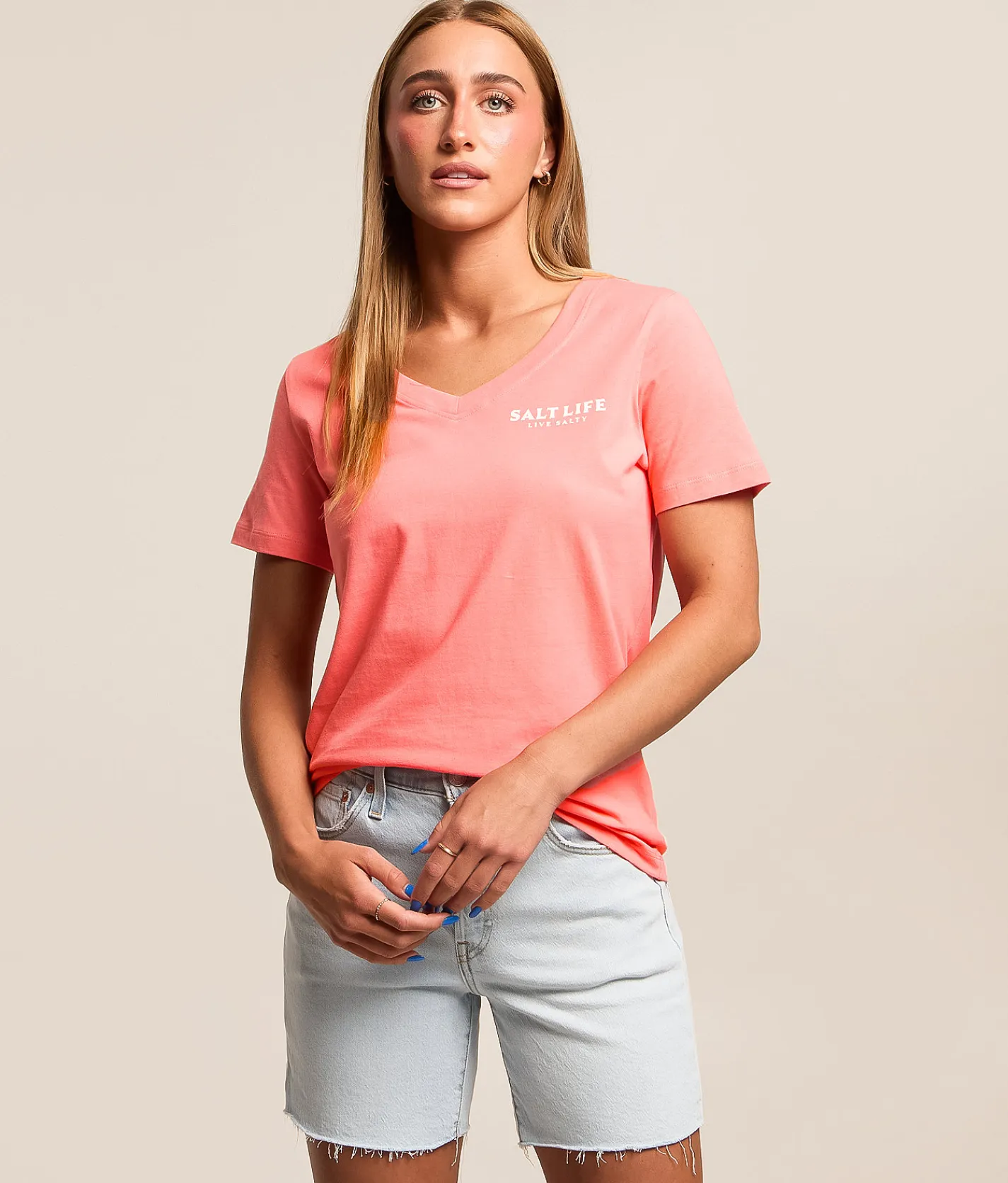 Salt Life Away We Go T-Shirt Ocean Coral Outlet