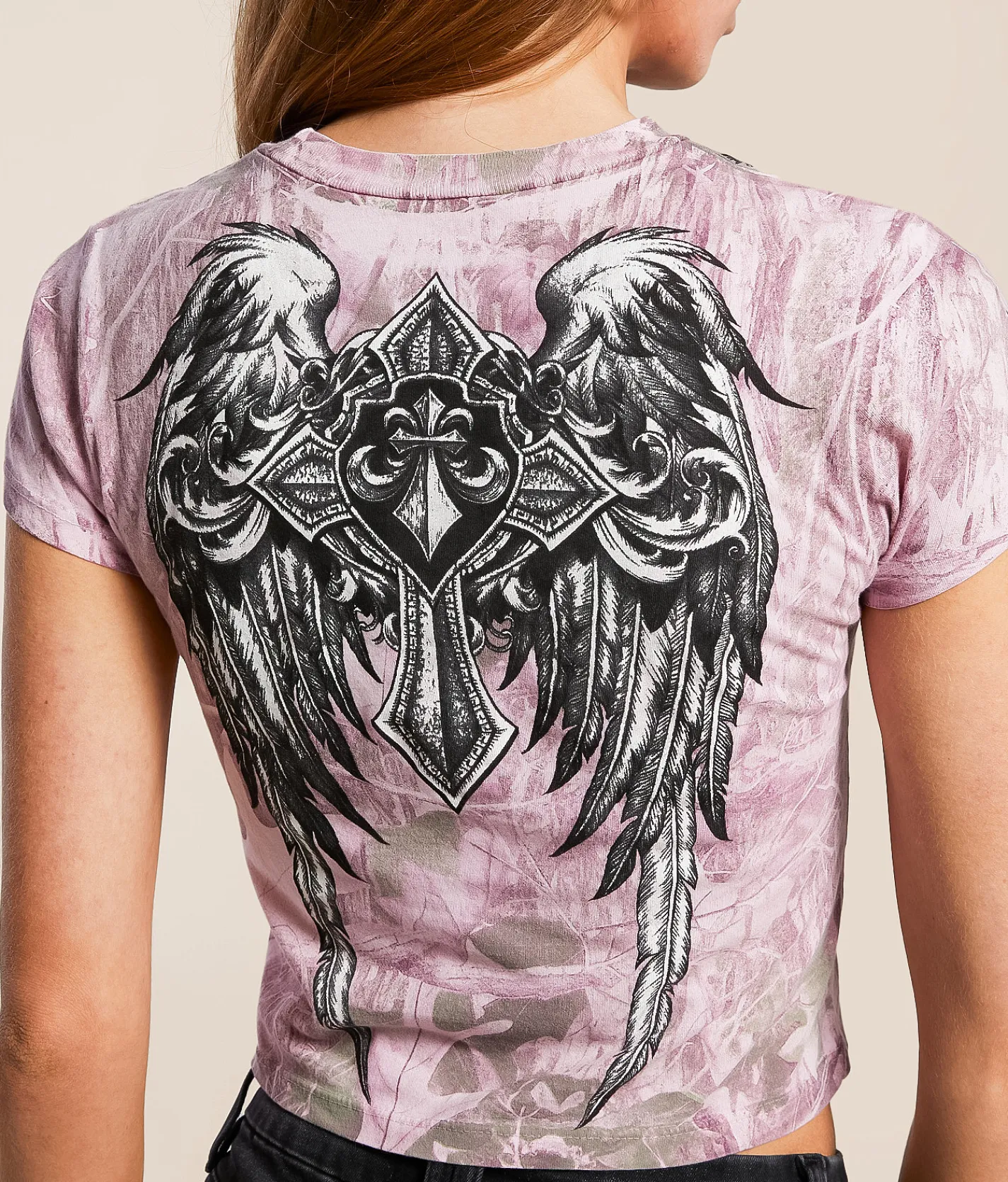 Tops | Affliction Ayala Cropped Baby T-Shirt Pink