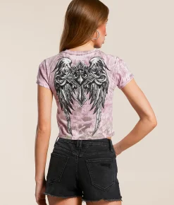 Tops | Affliction Ayala Cropped Baby T-Shirt Pink
