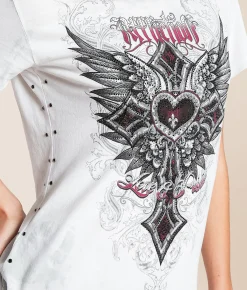 Tops | Affliction Ayelsbury Cottage T-Shirt White Lt Grey Crystal Was