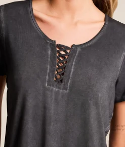 Tops | White Crow Ayla Lace-Up Top Pine Bark