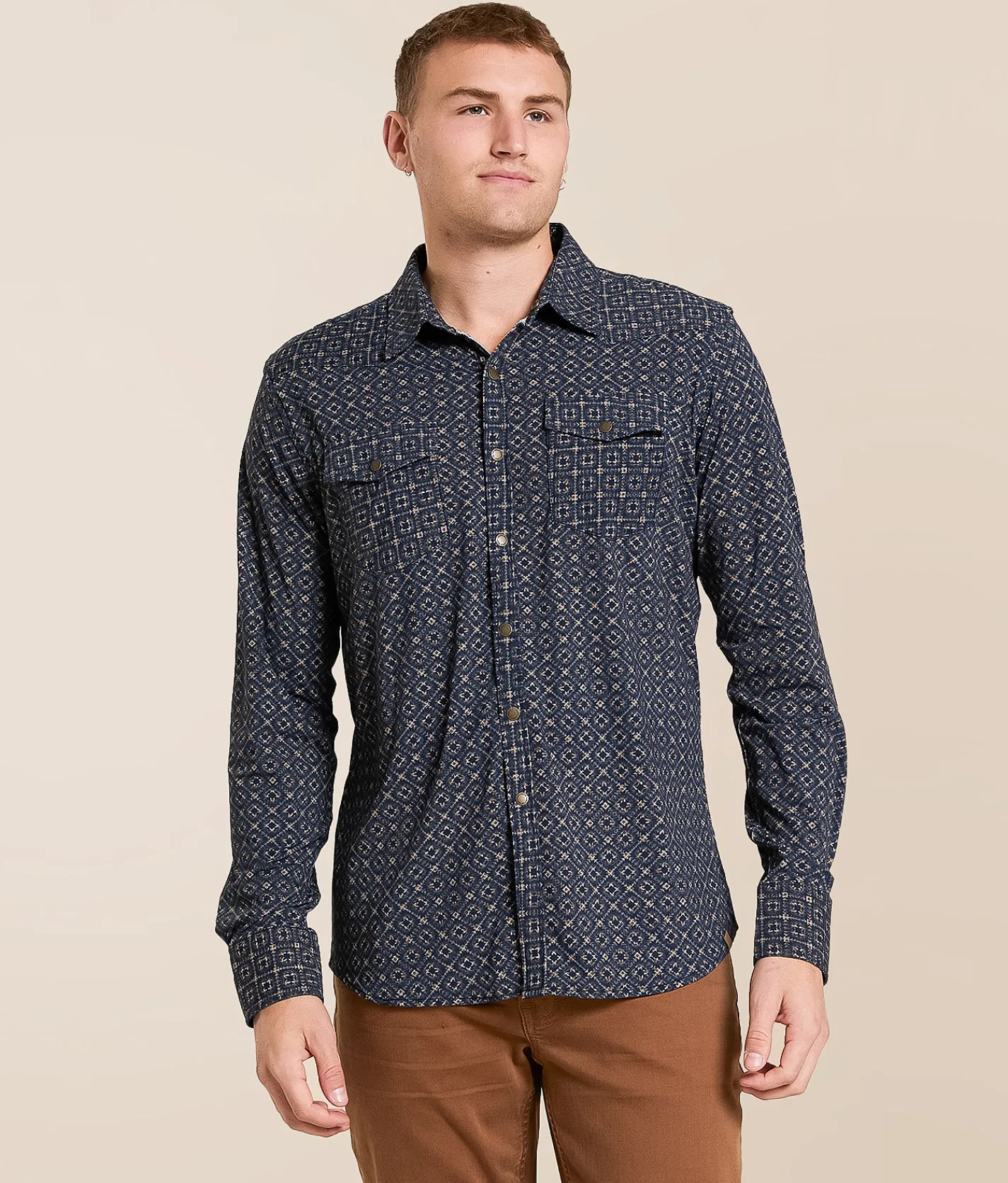 Gentry County Aztec Athletic Stretch Shirt Navy Brown Best