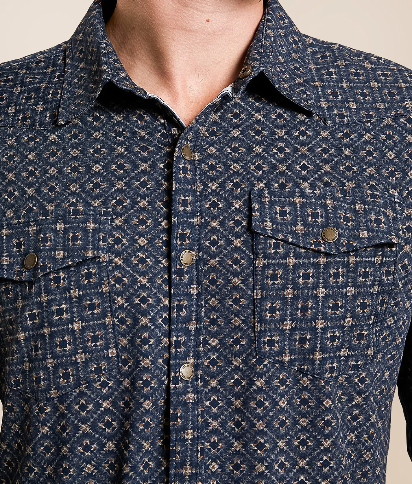 Gentry County Aztec Athletic Stretch Shirt Navy Brown Best
