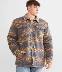 Rock & Roll Denim Aztec Brushed Shacket Charcoal Outlet