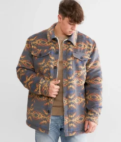 Rock & Roll Denim Aztec Brushed Shacket Charcoal Outlet