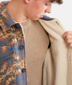 Rock & Roll Denim Aztec Brushed Shacket Charcoal Outlet
