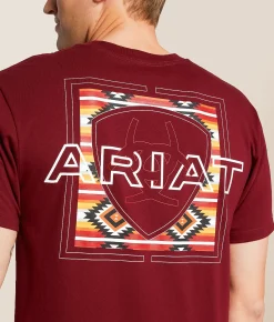 Tops|Graphic T-Shirts | Ariat Aztec Outline T-Shirt Cabernet
