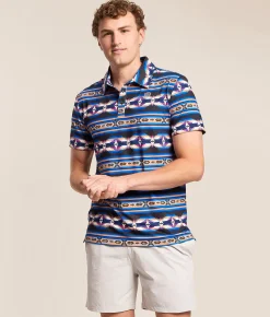 Tops | Hooey x Rock & Roll Denim Aztec Polo Royal