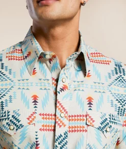 Rock & Roll Denim Aztec Stretch Shirt Natural Online