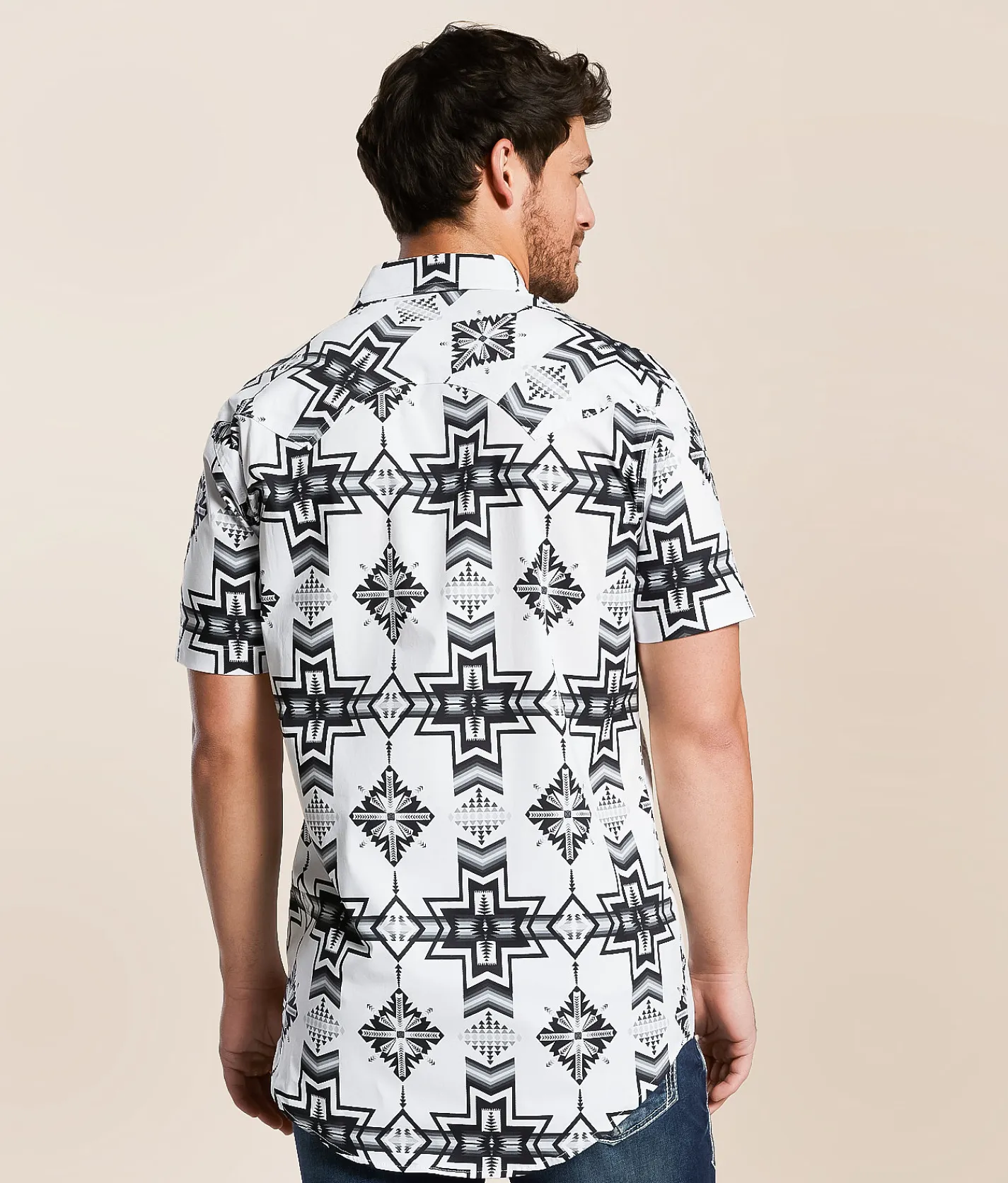 Tops | Rock & Roll Denim Aztec Stretch Shirt Black