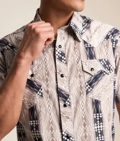 Rock & Roll Denim Aztec Stretch Shirt Black Clearance