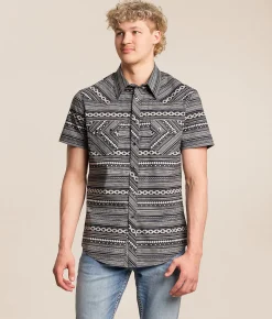Rock & Roll Denim Aztec Stretch Shirt Black Hot