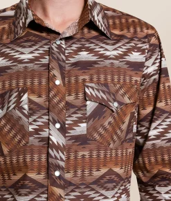 Rock & Roll Denim Aztec Stretch Shirt Brown Hot
