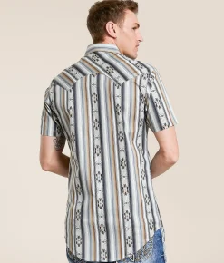 Rock & Roll Denim Aztec Striped Stretch Shirt Black Online