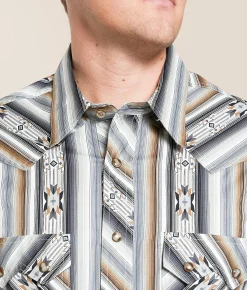Rock & Roll Denim Aztec Striped Stretch Shirt Black Online