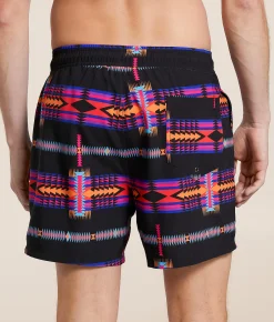 Bottoms|Swimwear | Rock & Roll Denim Aztec Swim Trunks Black