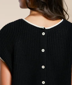 Blu Pepper Back Button Sweater Black New