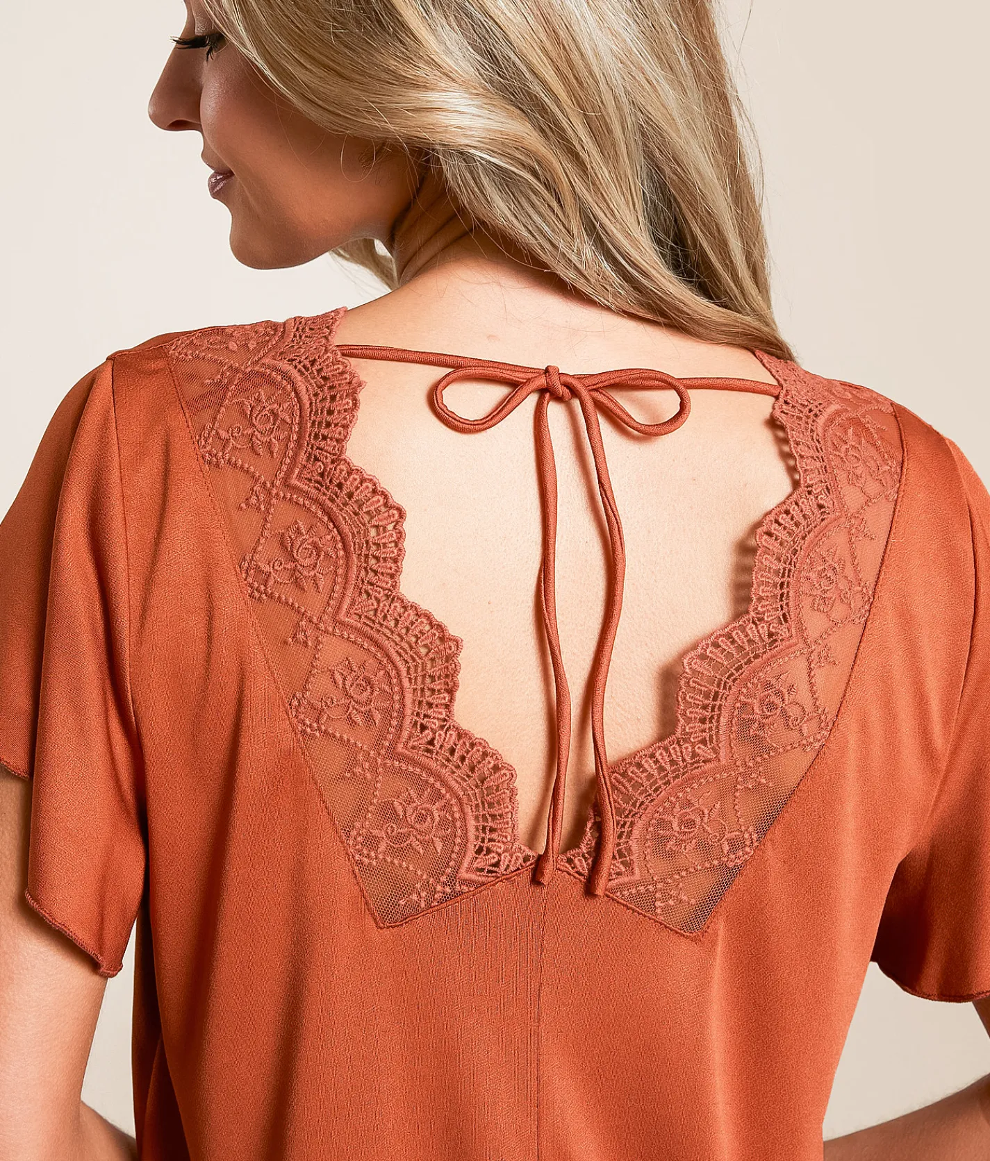 Tops | Daytrip Back Crochet Tie Top Brick