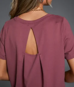 Tops | Buckle Black Back Cut-Out T-Shirt Rose Brown