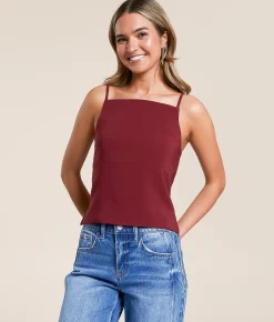Tops | Willow & Root Back Lace-Up Tank Top Cordovan