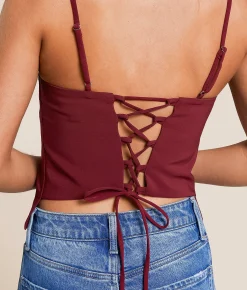 Tops | Willow & Root Back Lace-Up Tank Top Cordovan