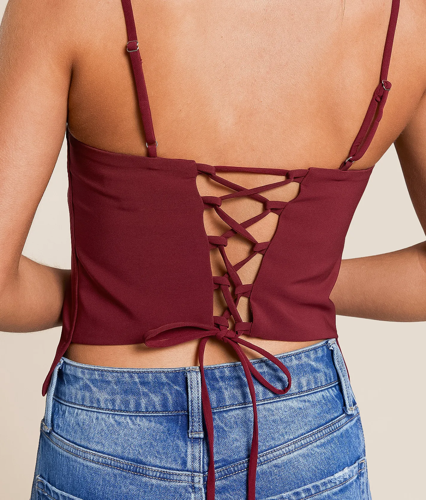 Tops | Willow & Root Back Lace-Up Tank Top Cordovan