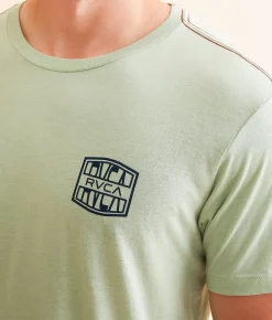 RVCA Badge Split T-Shirt Granite Green New