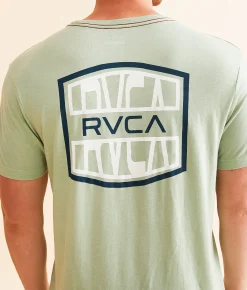 RVCA Badge Split T-Shirt Granite Green New