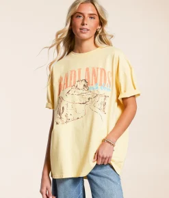Modish Rebel Badlands Oversized T-Shirt Straw Sale