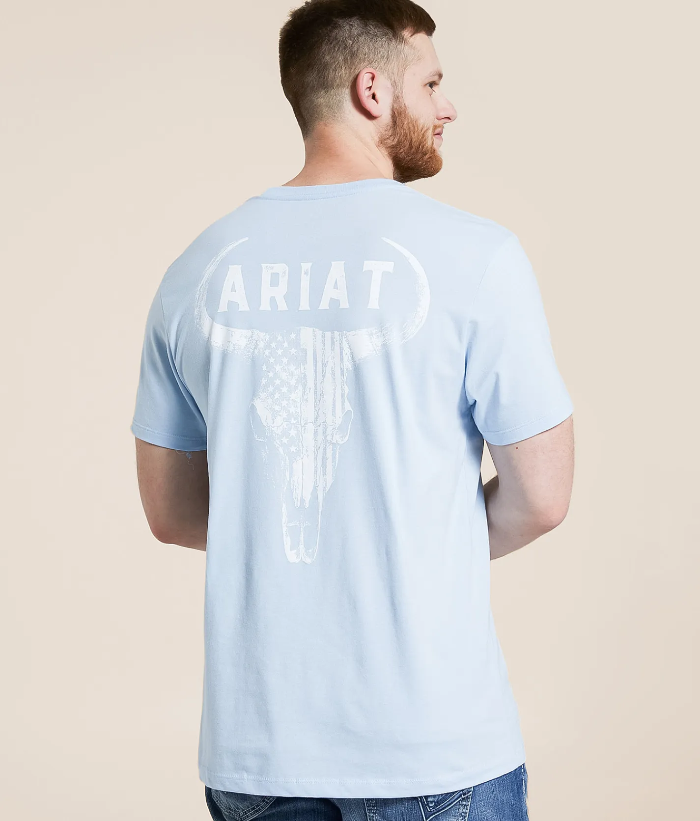 Graphic T-Shirts | Ariat Badlands Patriot Skull T-Shirt Sky Blue