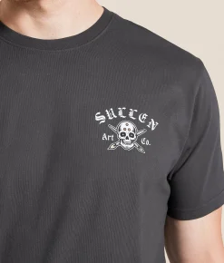Tops|Graphic T-Shirts | Sullen Bad To The Bone T-Shirt Grey Pinstripe