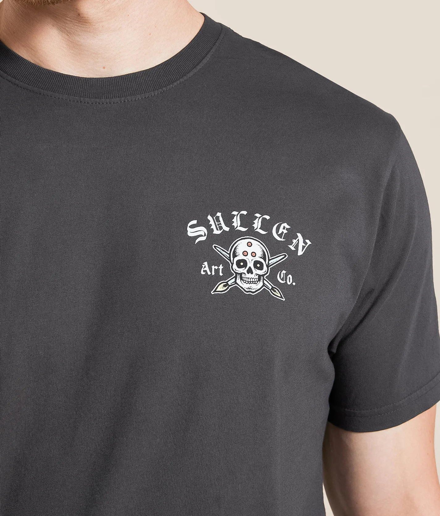 Tops|Graphic T-Shirts | Sullen Bad To The Bone T-Shirt Grey Pinstripe