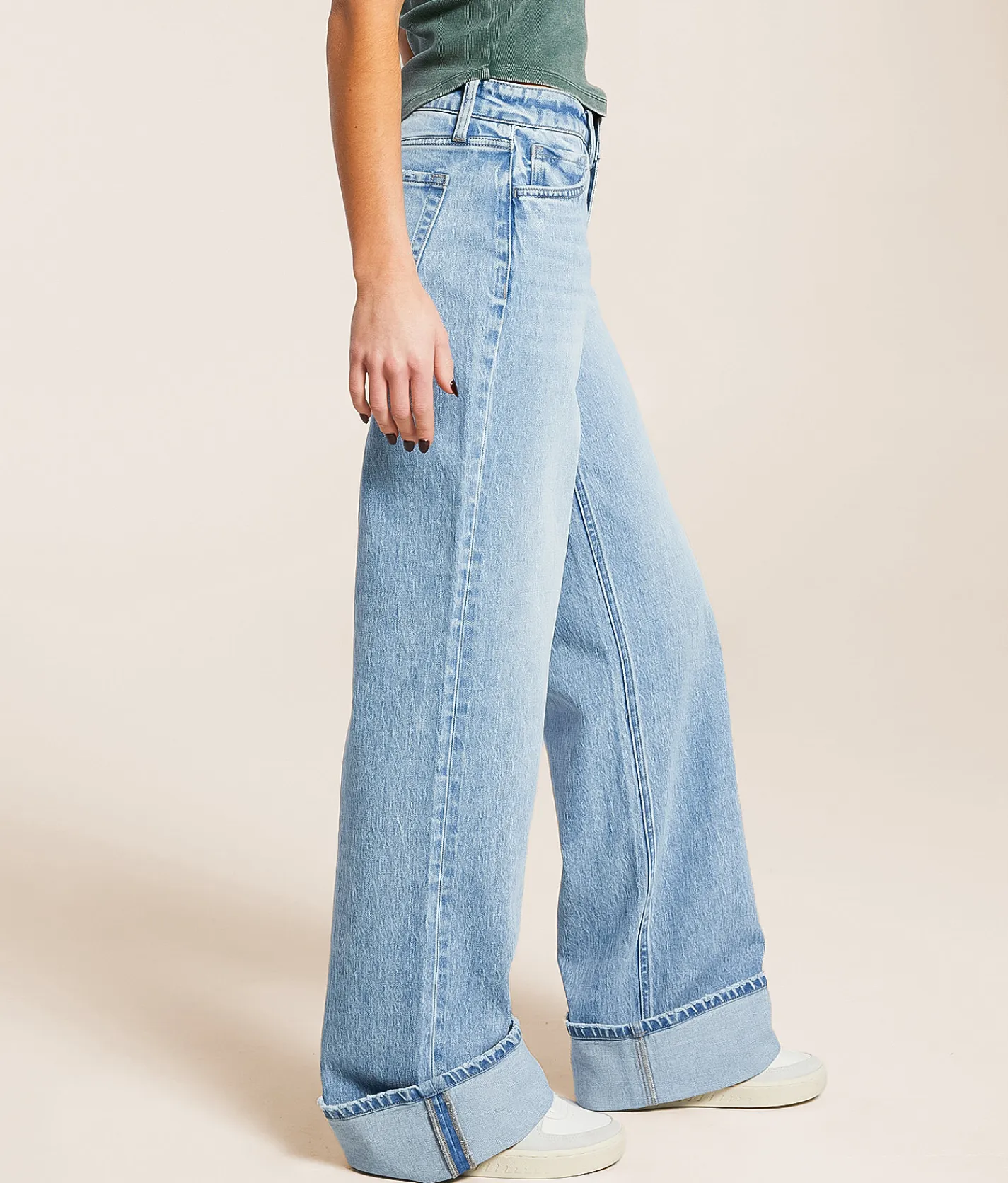 Flying Monkey Baggy Low Rise Wide Leg Stretch Cuffed Jean Elate New