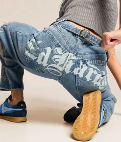 Jeans|Bottoms | Ed Hardy Baggy Wide Leg Jean Washed Blue