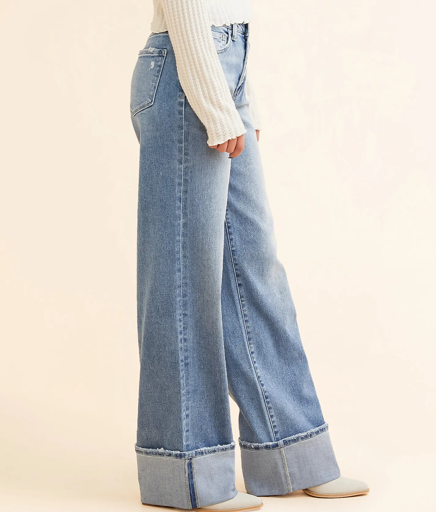 Jeans | Flying Monkey Baggy Wide Leg Stretch Cuffed Jean Acrobatic