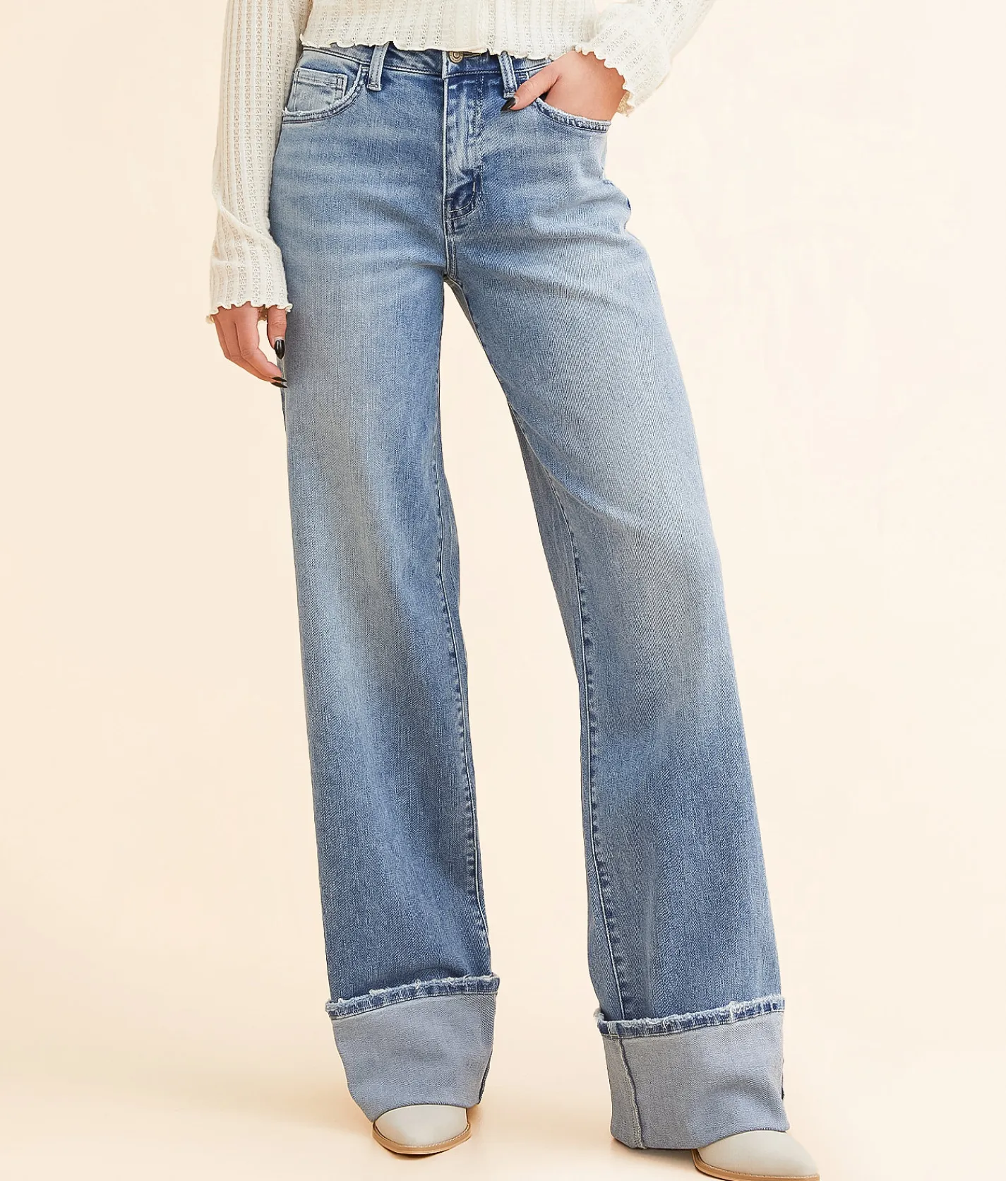 Jeans | Flying Monkey Baggy Wide Leg Stretch Cuffed Jean Acrobatic