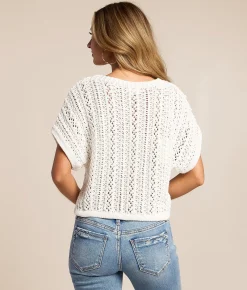 Tops | Z Supply Ballast Crochet Cropped Sweater White