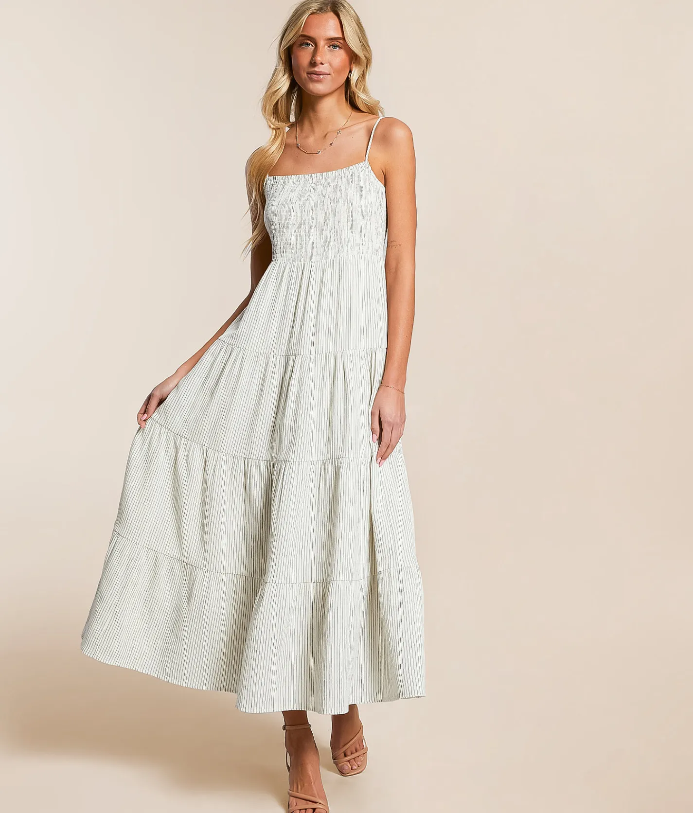 Z Supply Balos Striped Maxi Dress Natural Sale